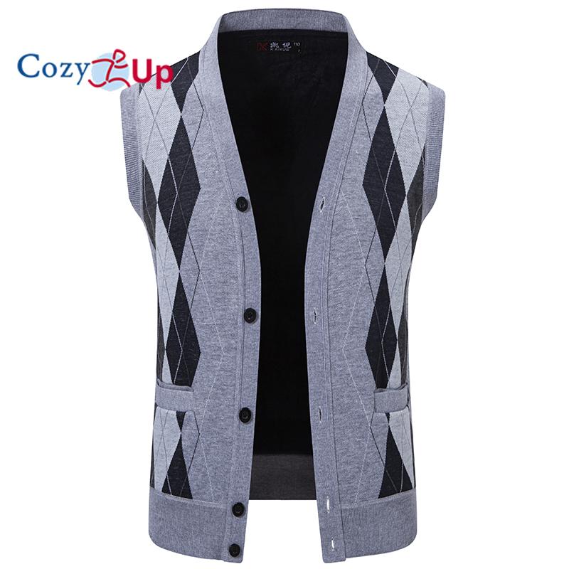 Cozy Up Mens Argyle Sweater Vests V Neck Sleeveless Cardigan Vest Knitwear