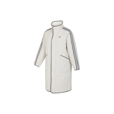 Повседневная спортивная полосатая хлопковая куртка средней длины Женская верхняя одежда белого цвета IL8952