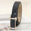 Блестящий ремень из ПУ кожи Блинг-блинг ремень с пряжкой-слайдером Винтажный трендовый пояс Женский