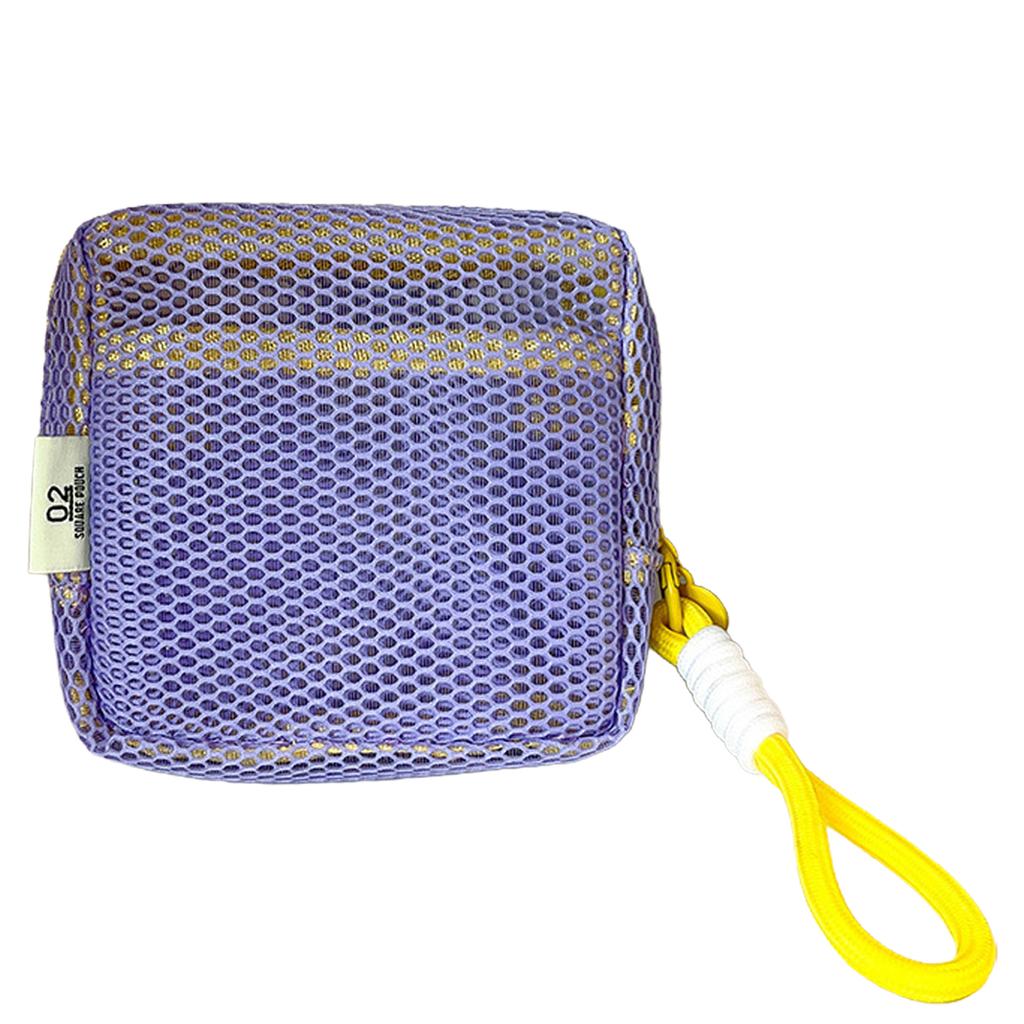 Small Mesh Beach Pouch Clear Cosmetic Bag with Detachable Wrist Strap Travel Organizer for Sunscreen Keys Cables
