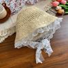 Новая полая кружевная соломенная шляпа Складной соломенный козырек от солнца UPF 50+ Защита от УФ-излучения Солнцезащитная кепка