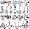 Real Copper Colorful Love Heart Shape Charm Beads Lover Girl Boy Dangle Accessories Bracelets Necklace Jewelry Marking