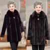 Women's Mother's Clothing, Winter Clothing, Mink Velvet and Cotton, Medium Length Warm Wool Collar Cotton Jacket, Fur Cotton Jacket