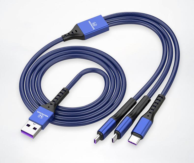 Car 3 In 1 100w Fast Charging Type C Usb Data Cable For Honda Pilot Odyssey Civic HR-V Prologue ZR-V Passport Fit Freed WR-V Ny1 ajj256