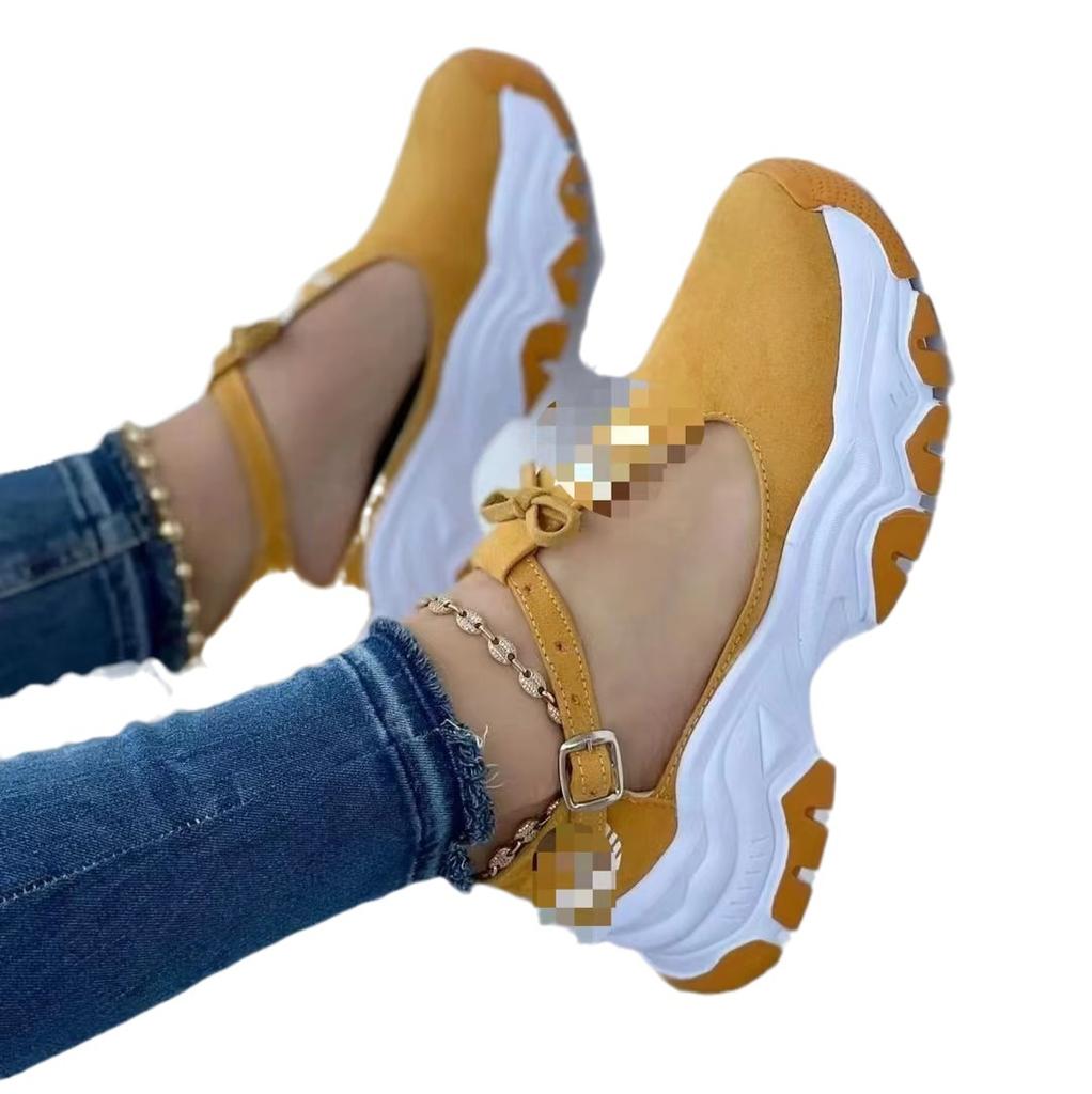 2024 новые женские туфли большого размера женские повседневные одинарные туфли с пряжкой из одного слова и бантом полые одинарные туфли женские