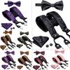 Mens Paisley Silk Braces Clips Heavy Duty Elastic Suspender Bow Tie Trouser Belt