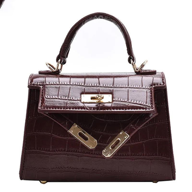 Bag 2025 New Bag Women's Fashion High-end Sense Crocodile Pattern Crossbody Portable Kelly Bag Mini