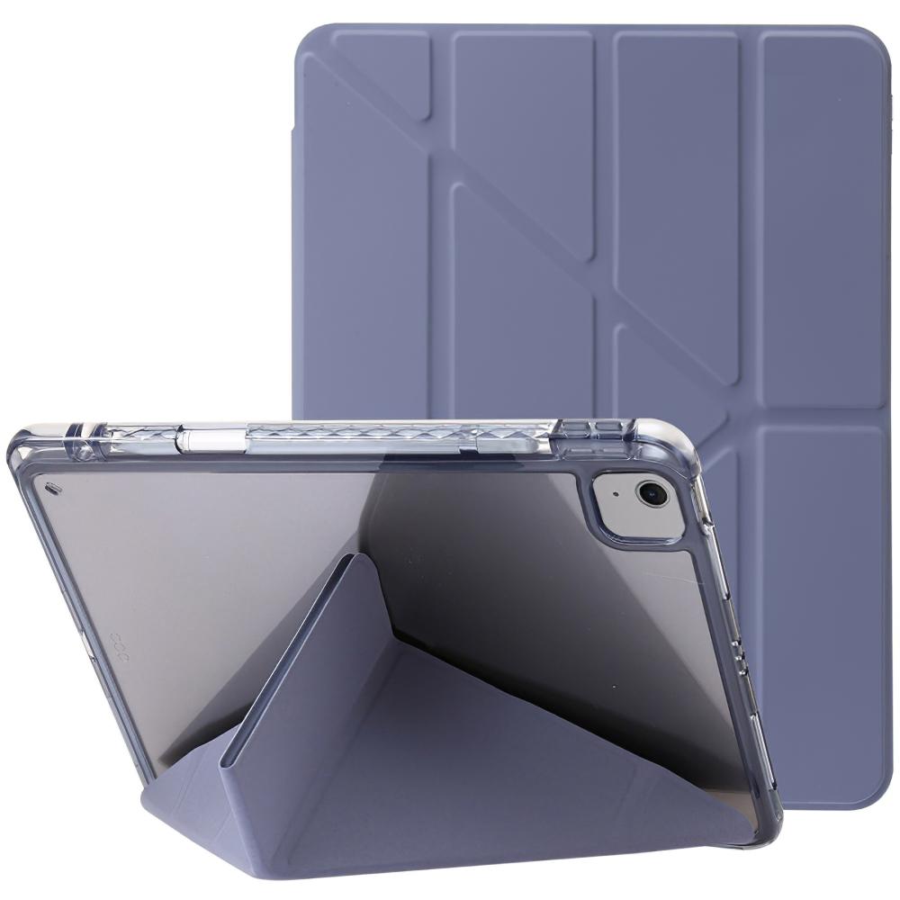 For iPad Air 13 (2025)/(2024) Cover PU Leather Origami Stand Clear Tablet Shell