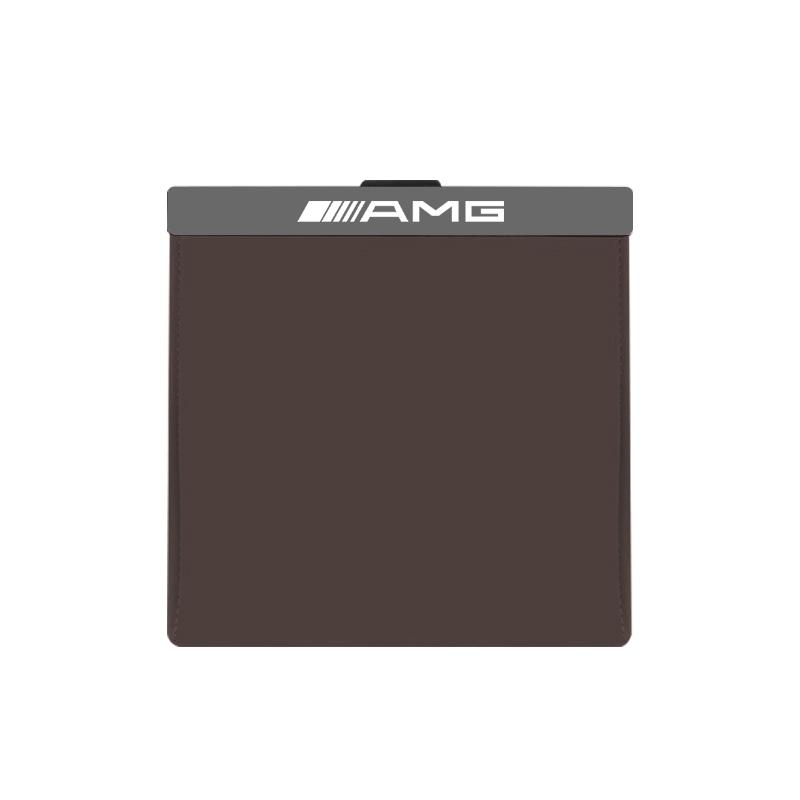Car Garbage Bag LED Waterproof Magnetic Adsorption Leather Storage Pocket Accessories Car Decal For Mercedes Benz AMG W214 W205 AH2