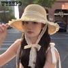 Women's Straw Hat Spring and Summer Hollow Breathable Fisherman Hat Beach Vacation Sun Shading Beach Hat