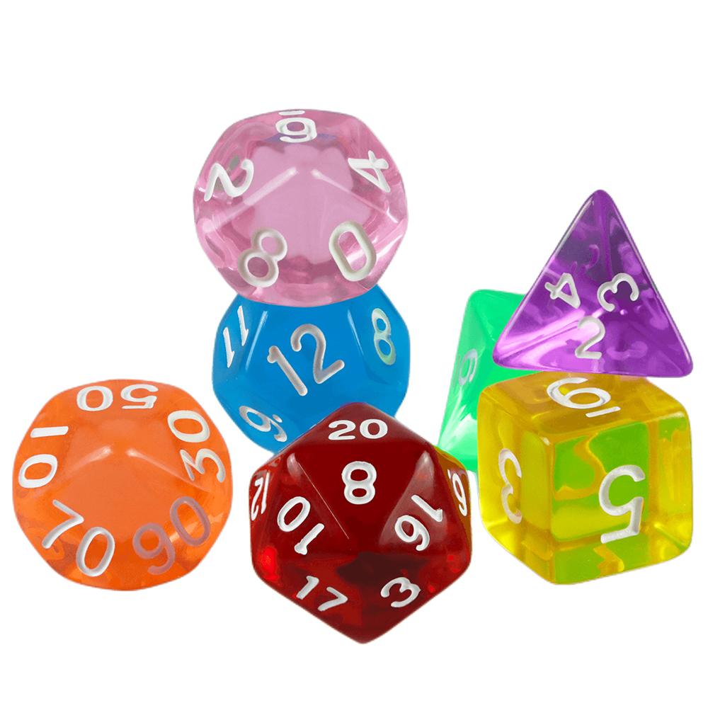 Polyhedral Dice Se Candy Color DND Dice for Transparency D4-D20 Multi Sides Dice for Board Game