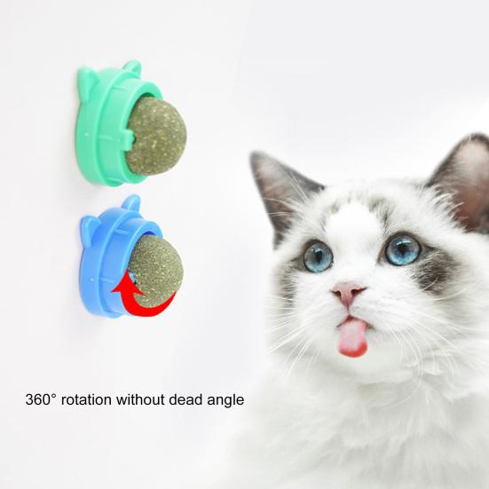 Cat Licking Toy Rotating Wall-mounted with Stickers Natural Materials Self-adhesive Increase Appetite Teeth
