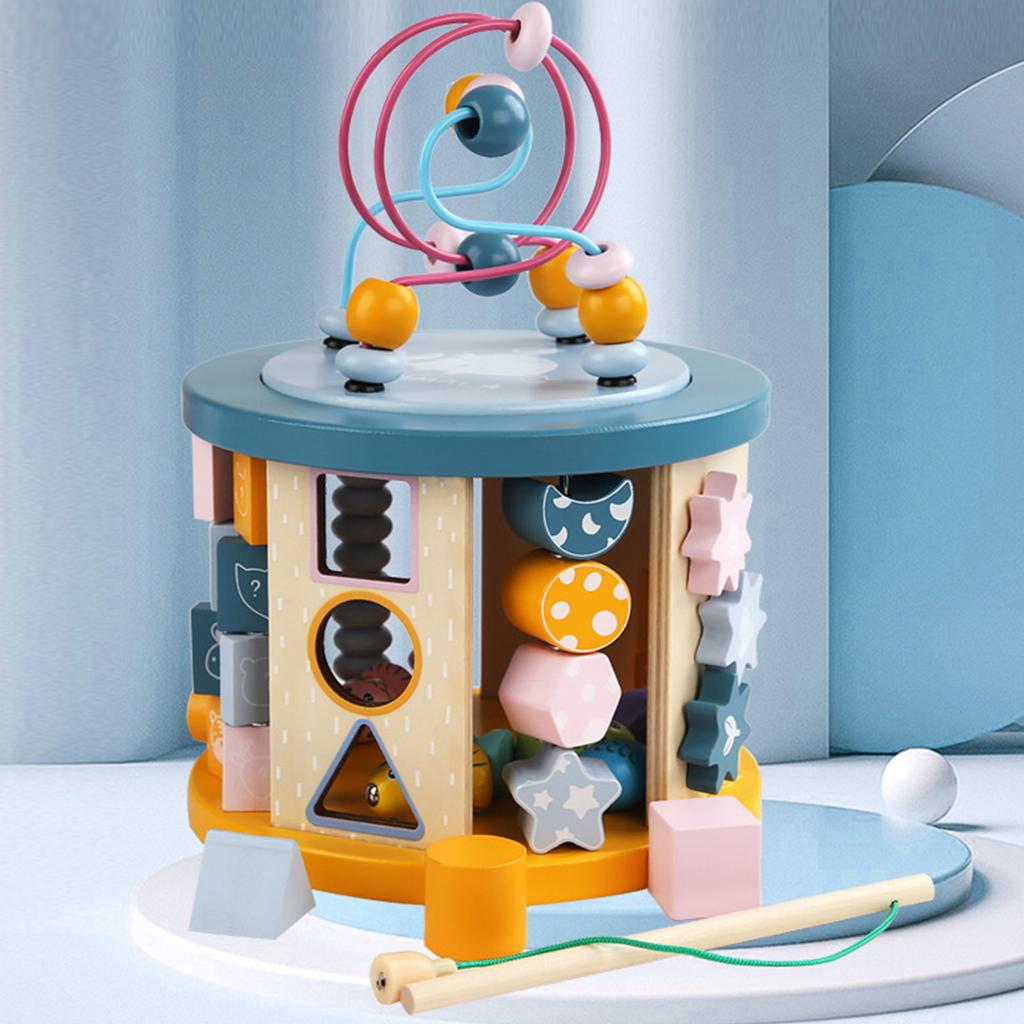 Одиннадцать в одном многофункциональная шкатулка с сокровищами, обернутая бусинами, рыболовный блок, ранняя развивающая игра, деревянная детская головоломка