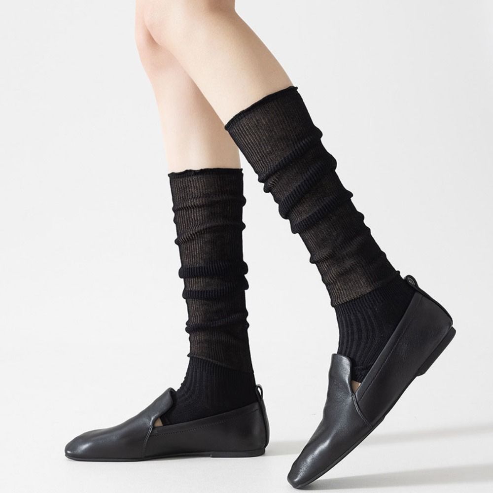 3Pairs Ballet Style JK Calf Long Socks Ultra-Thin Mid-tube Stocking Sweet Bunching Socks Spring