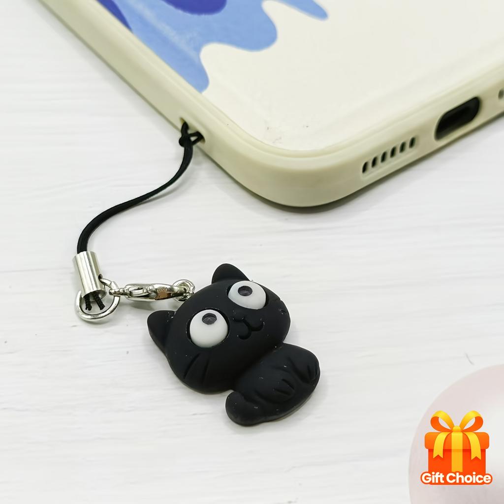 1 Милый кошачий шнурок-подвеска для телефона, Очаровательный дизайн с черно-белой кошкой, Подходит для чехлов для телефонов, сумок и чехлов для наушников