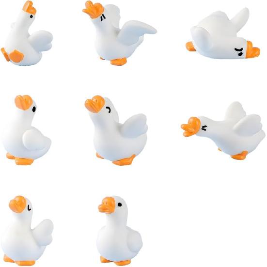 8PCS Goose Car Dashboard Accessories, Mini Cute Geese Figurine Vehicle Dash Rear View Mirror Decor, Funny Kawaii Automotive Interior Dash Decoration,