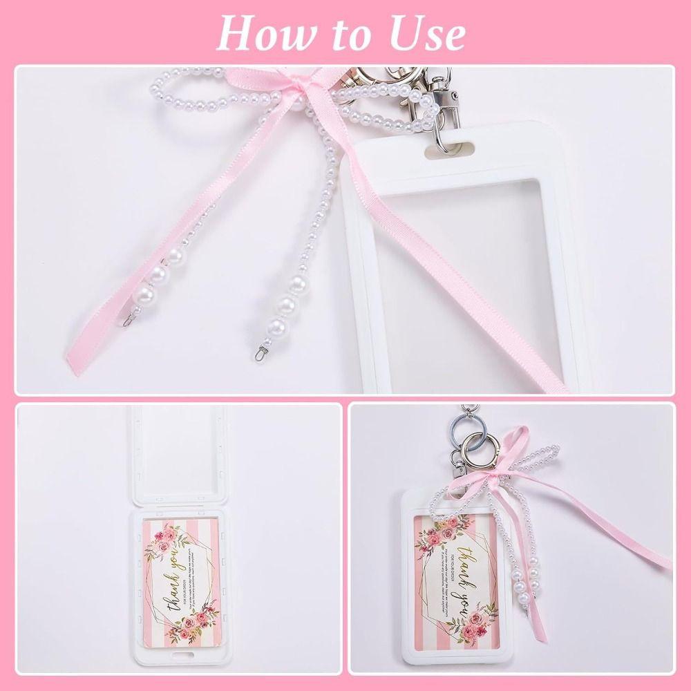 Pearl Bow Photocard Holder Transparent ID Card Case Stylish Photocard Case ID Card