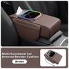 Multifunctional Car Armrest Cushion Center Console Pillow Seat Cover with Storage Organizers Cup Holder Tissue Box Phone Slot