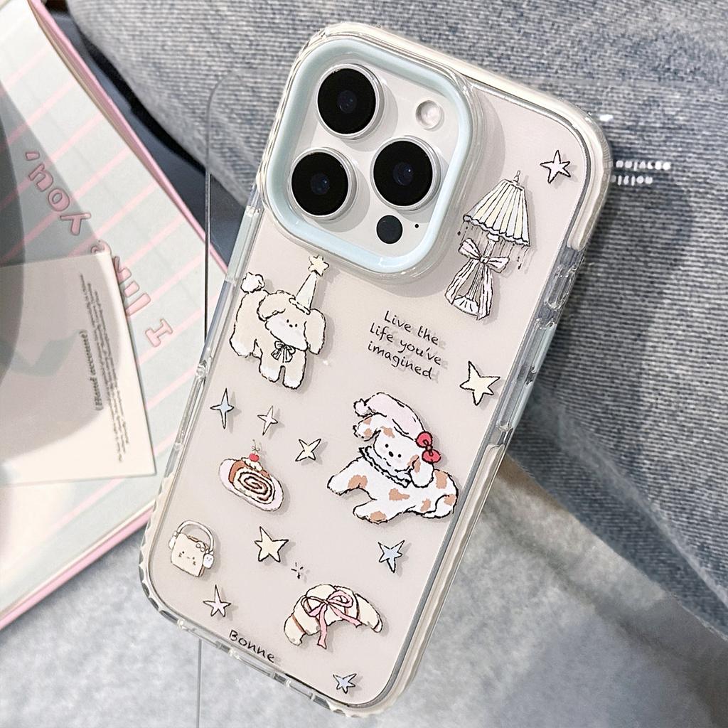 Cartoon Illustration Puppy Suitable for Apple 16 Mobile Phone Case 14 Niche Doodle IPhone 15 Promax Transparent 11 Soft