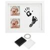 Three Grid Baby Handprint & Footprint Wooden Photo Frame with Stamp Ink Pad Baby Decor Gift 01#