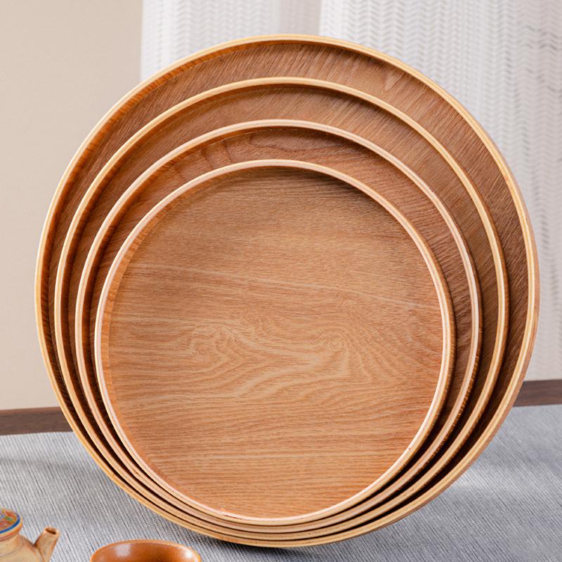 Тарелка для еды ручной работы, круглый деревянный поднос для ресторана отеля, украшение, десертная тарелка, закуски, чайная тарелка, японский стиль, всякая всячина, аксессуары