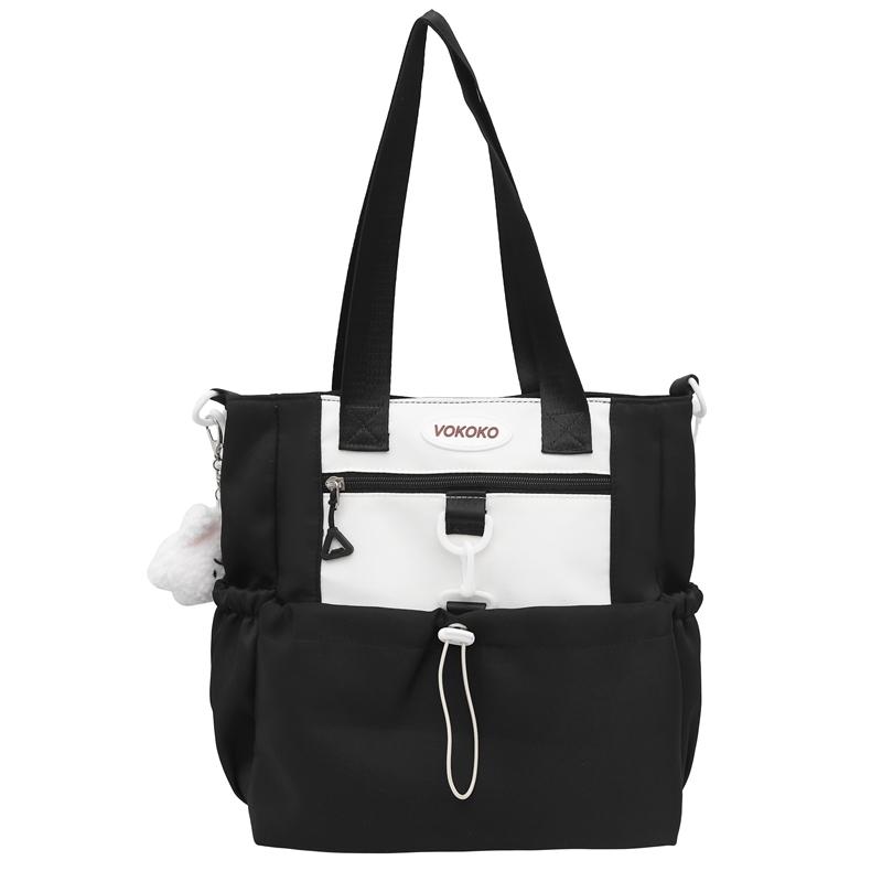 Girls Contrast Shoulder Bag Large Capacity Student Book Bag