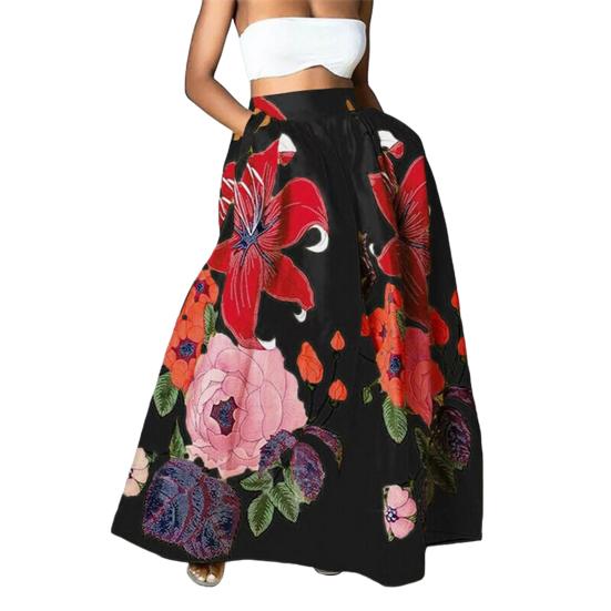 Женская макси-юбка с эластичной резинкой и высокой талией, длинная юбка с карманами