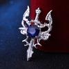 Retro Dragon Blade Brooch Men Animal Rhinestone Lapel Pin Suit Shirt Badge Jewelry Gift Accessories