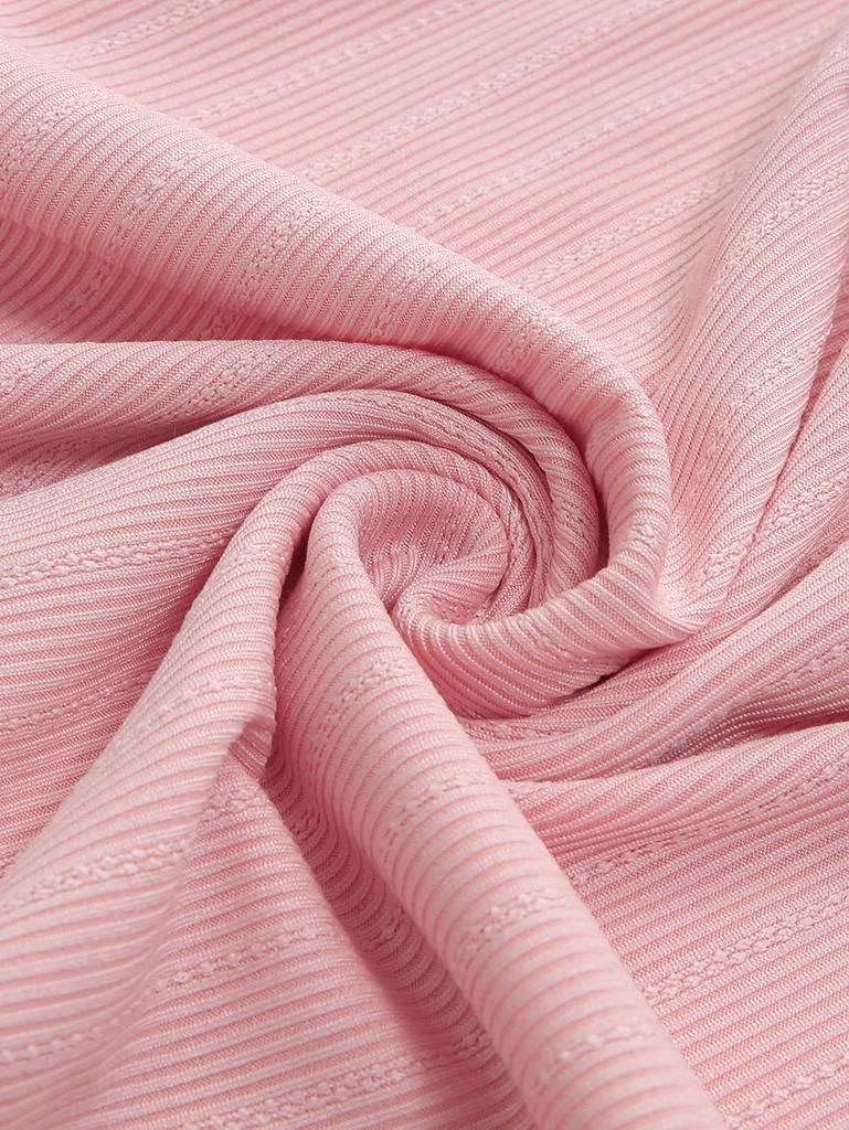 Rosegal Большой размер Топ с перекрутом, жаккардовый, рубчатый, текстурированный, кружевная отделка, пряжка, люверсы, с открытыми плечами