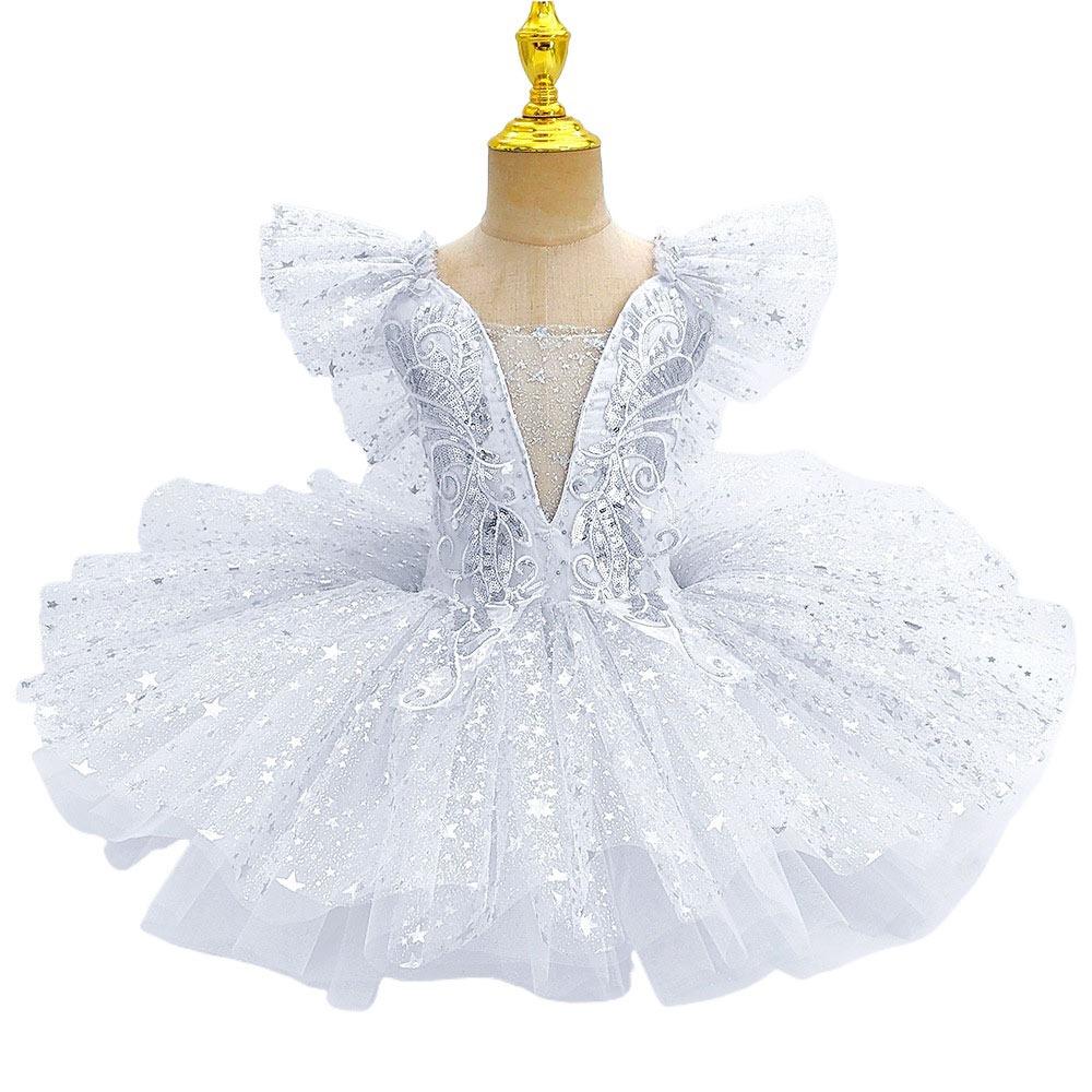 Modern Ballet Tutu White Princess Dress Fashion Performance Clothes  Kids Girls