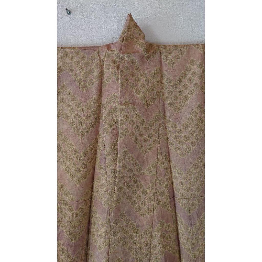 Used Arimatsu Narumi Hand-made Spider Shibori Single Tsumugi Pure Silk Fine Pattern 163cm Generous Size