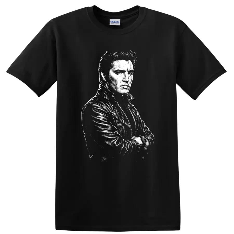 Elvis Presley T Shirt Rock and Roll Singer Guitar Portrait Music Fan Legend Tee