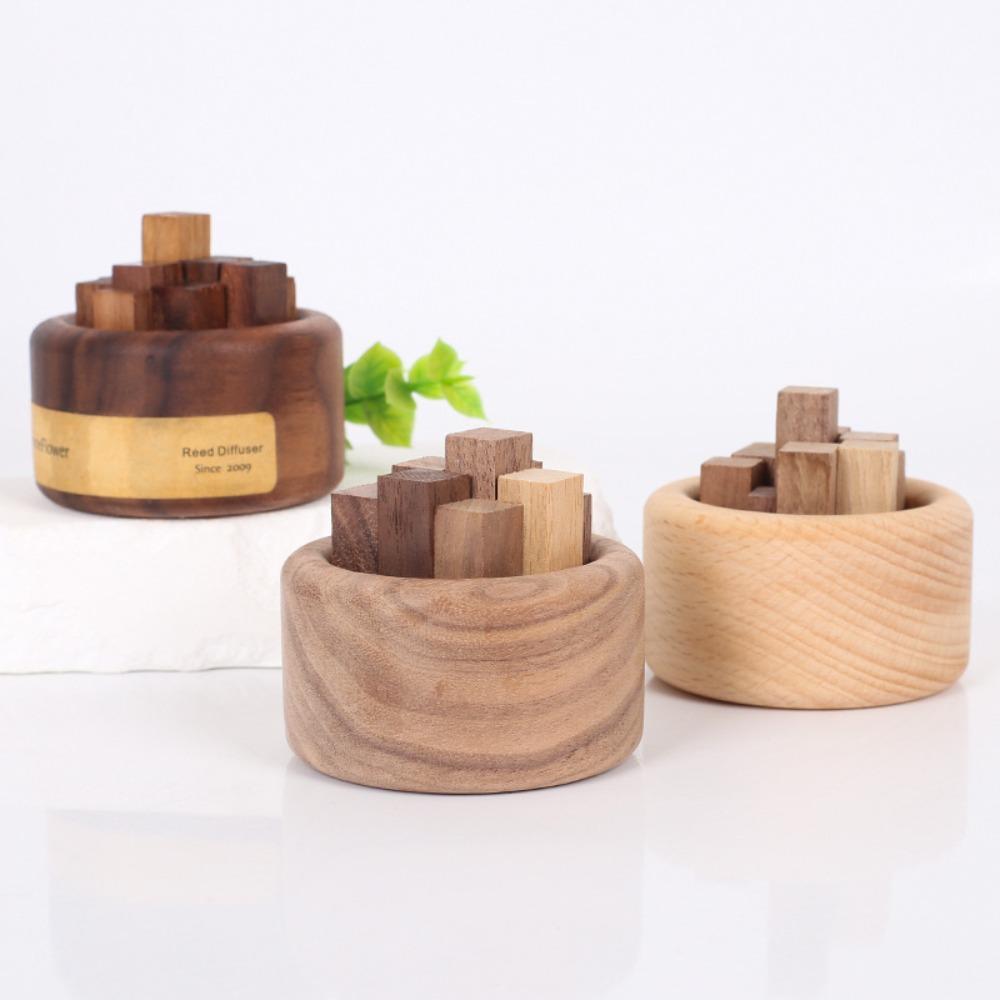 Eco-Friendly Wood Art Fireless Aromatherapy Round Wooden Aromatherapy Home Decoration