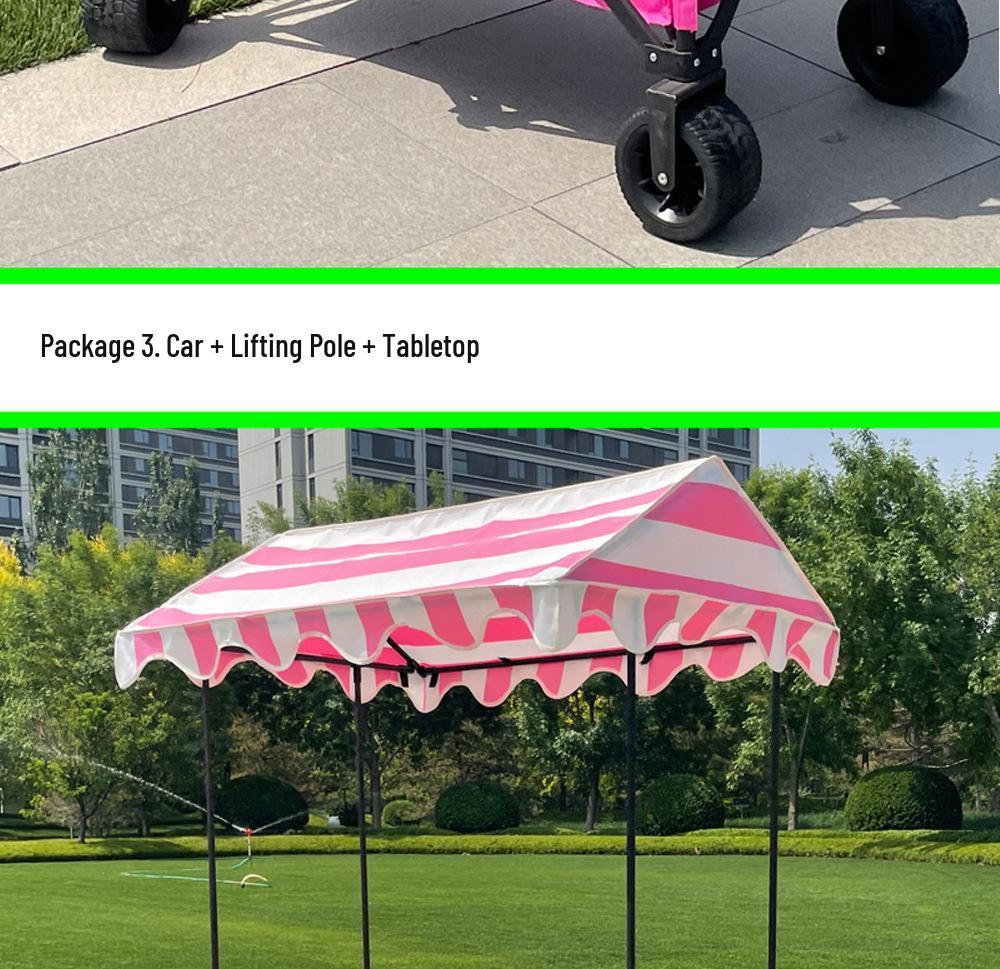 Portable Night Market Mobile Stall with Foldable Table and Four Wheels
