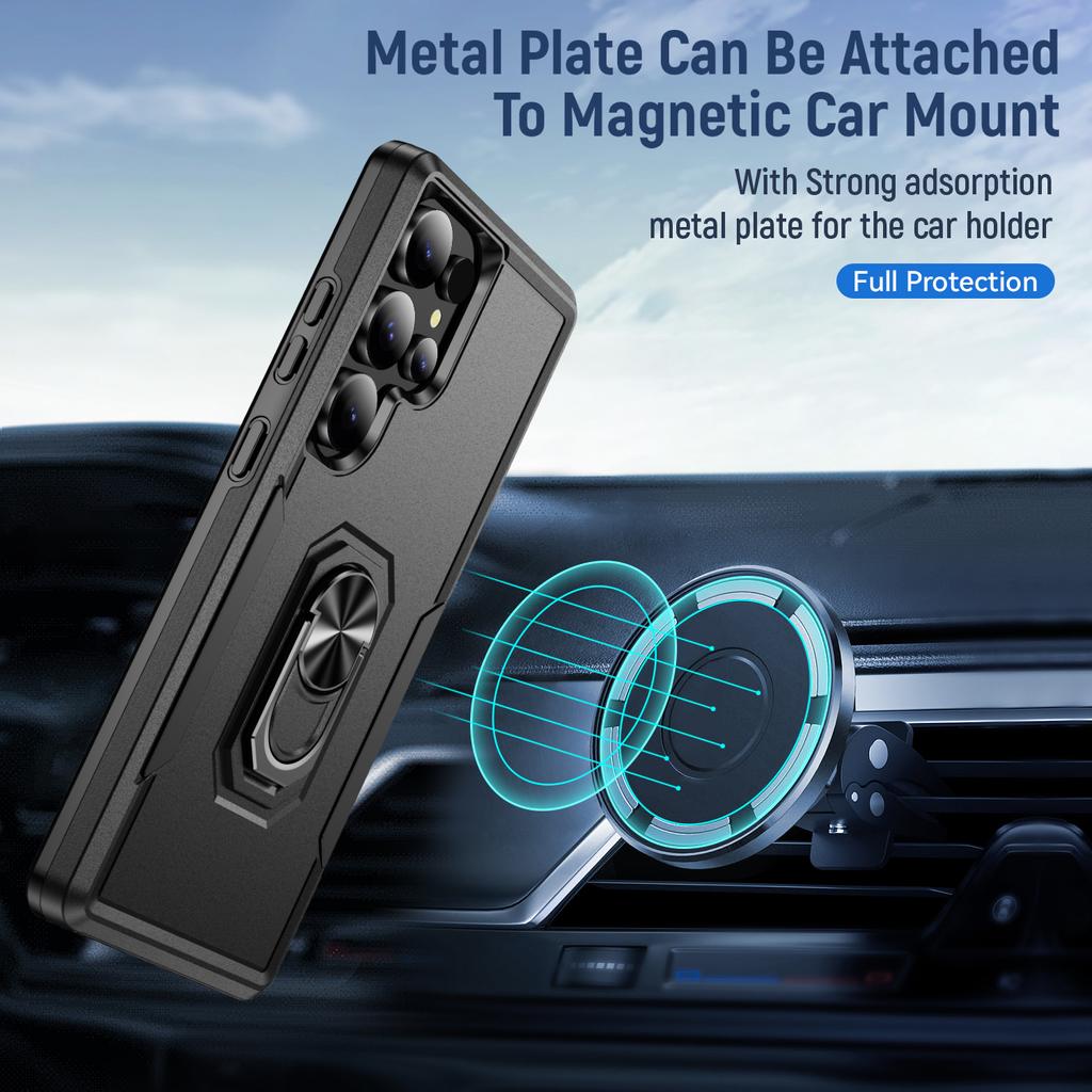 Металлический чехол-кольцо черного цвета для Samsung S25 Ultra для Samsung Galaxy S25 Ultra S24 Plus S23 FE S22 Защитный чехол