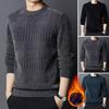 Men Thickened Sweater Casual Round Neck Long-sleeve Knitted Top Warm Pullover Knitwear for Autumn Winter Work Street