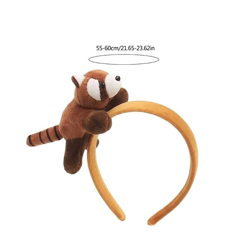 Мультяшная повязка на голову с головой енота 3D плюшевая animal hairband для женщин для умывания лица обруч для волос взрослые дети семейное собрание вечеринка головной убор