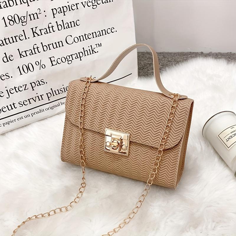 Женская Сумка на Цепочке Crossbody с Поворотным Замком - Квадратная Сумка, Подходящая для Повседневного Использования