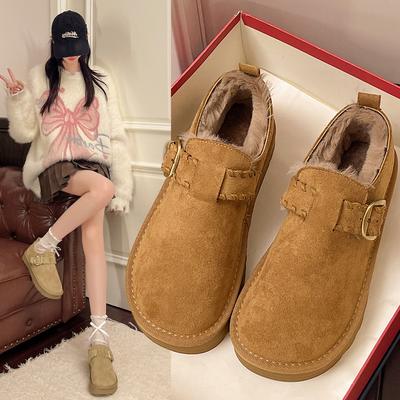 Женские зимние новые кожаные сноубутсы на толстой подошве, утепленные хлопковой подкладкой, теплые, носят пух