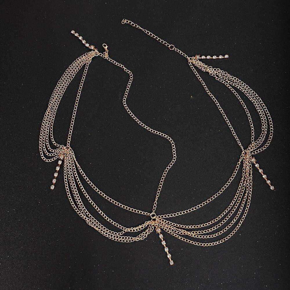Rhinestone Decoration Fashionable Multi Layer Chain Design Women Headwear