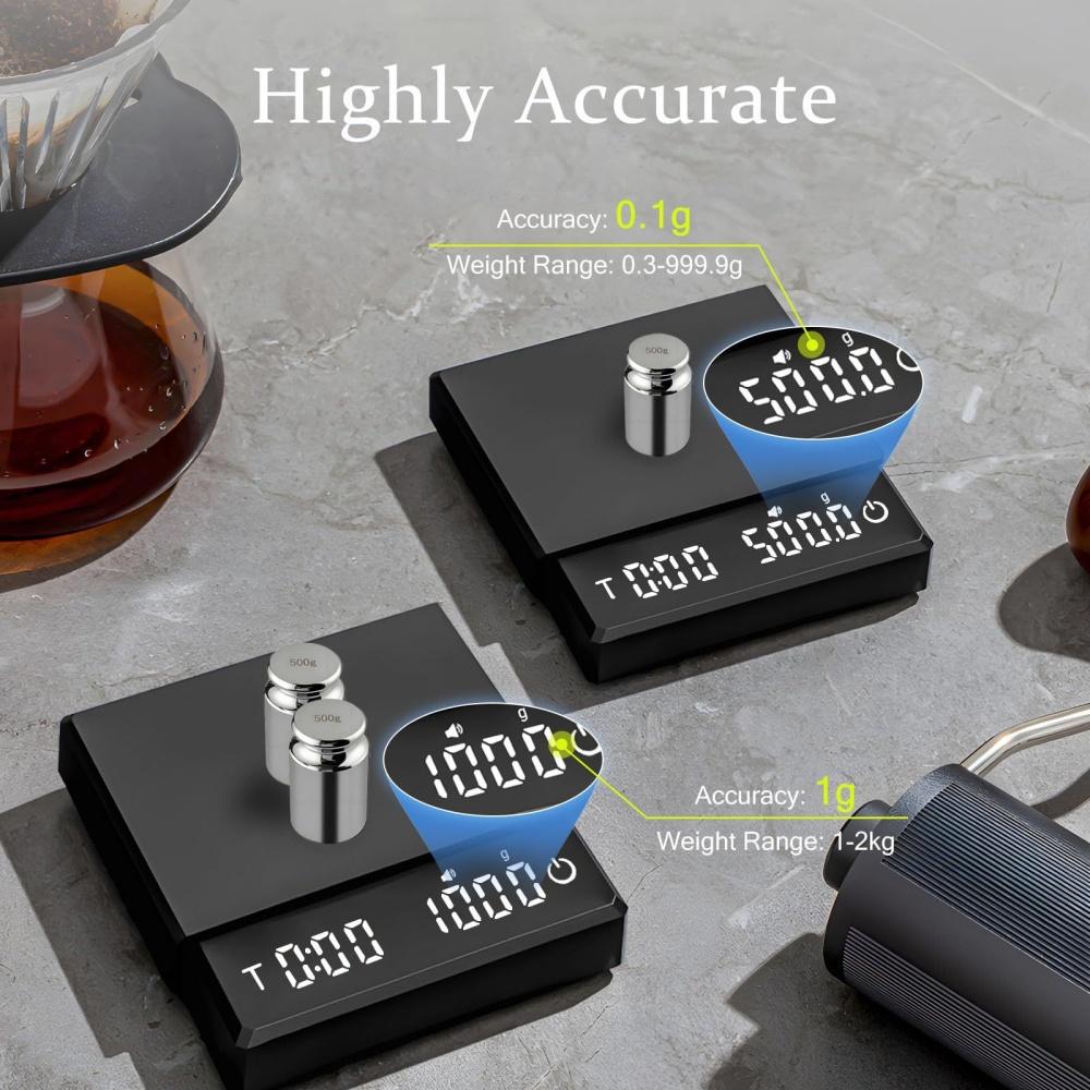 Mini Electronic Coffee Scale Smart Powder Water Ratio USB Silicone Pad High Quality Precision Professional Kitchen Coffee Tools