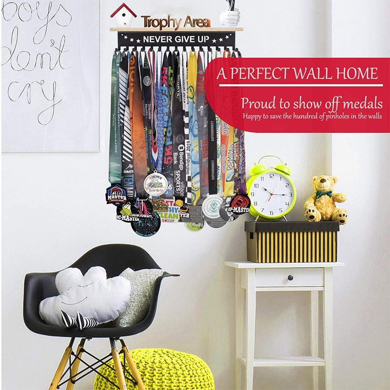 Medal Display Rack Trophy Shelf Medal Hanger Wall-Mounted Metal Display Holder For Sport Race Medal Trophy Home Decor