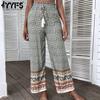 Women's Vintage Bohemia Casual Floral Print High Waist Pants & Capris