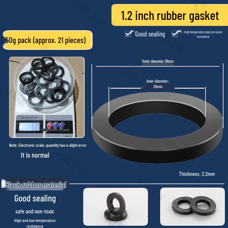 Набор плоских резиновых шайб: Водонепроницаемые прокладки для душевых шлангов и смесителей - Размеры 3/8", 1/2", 3/4", 1"