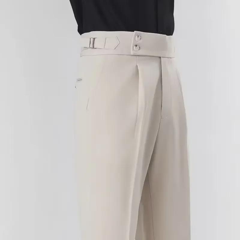 Мужские корейские брюки Naples с высокой талией, облегающие, повседневные, деловые, костюмные