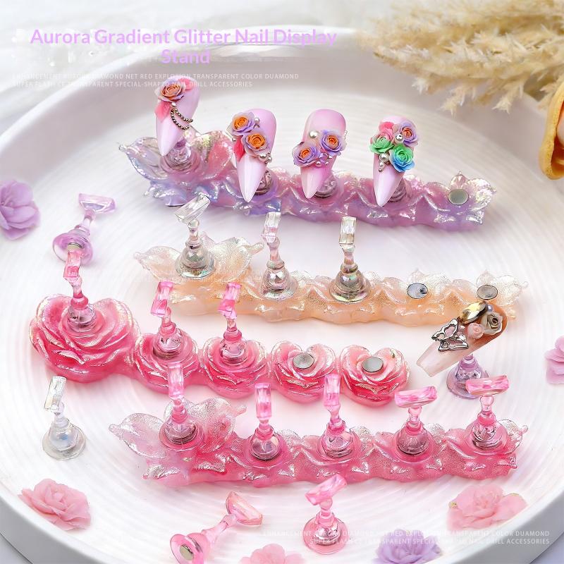 Aurora Flowers Magnetic Nail Tip Display Stand For Manicure Press-On Nails Training Gel Nail Polish Nail Tip Display Tool