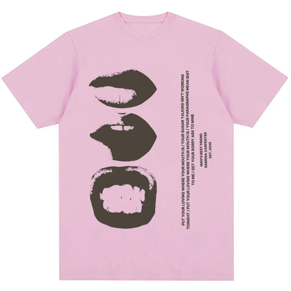 Unisex Women Vintage Fashion Hip Hop T Shirts Singer Sabrina Carpenter Sugar Talking Print Tshirt Oversized Cotton Hipster T Shirt