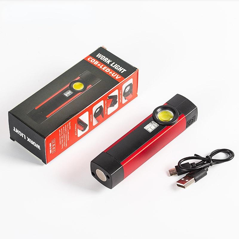 Multifunctional COB Work Light USB Charging Red Light Warning Light LED Flashlight with Magnet Portable Maintenance Lamp