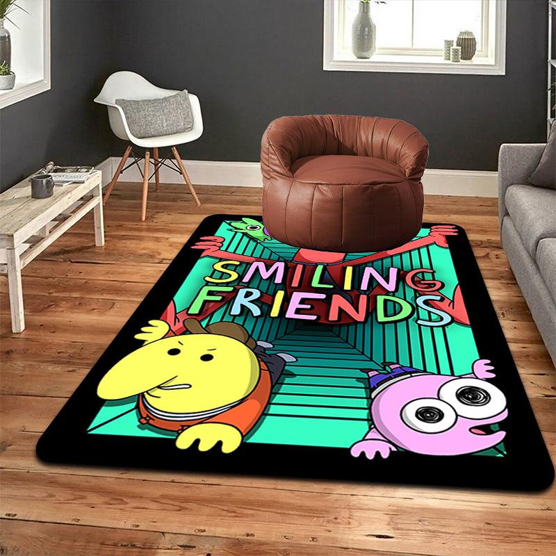 Anime Smiling Friends Rug Floor Mat for Living Room or Bedroom Soft and Comfortable Carpet a Gift for Birthday and Holiday.