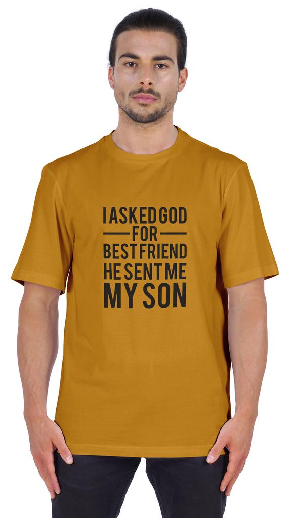 Inkmeso Men  S Graphic Printed   I Asked God For Best Friend He Sent Me My Son   Tshirt Crew Neck Tee For Father Son